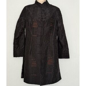 Shanghai Soho Embroidered Silk Chinese Long Jacket Tunic Coat XXL Asian